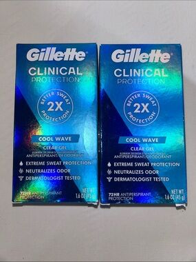 2x Clinical Protection Cool Wave Clear Gel Antiperspirant Deodorant - Blue